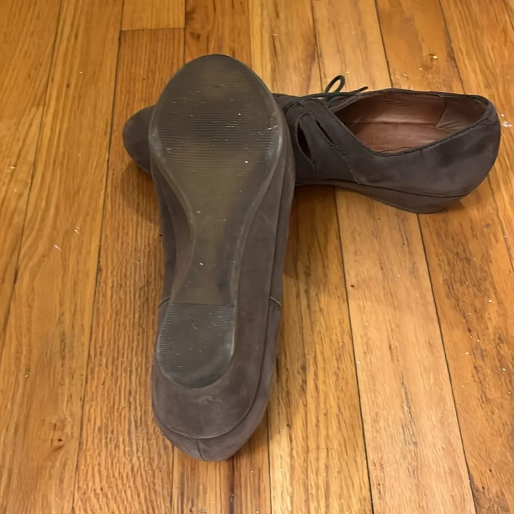 Women's Gentle Souls By Kenneth Cole Nye Leather Wedge Shoes Brown 9